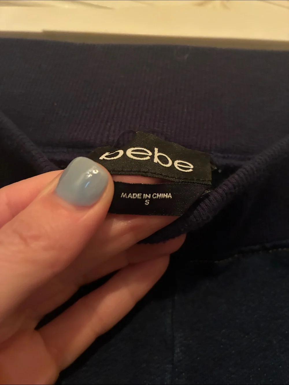 bebe Navy Rhinestone Logo Sweatshirt with Matching Leggings